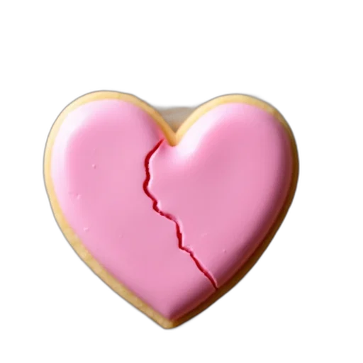jewelry, food, 3d render, pink, heart-shaped, cookie, smooth, glossy transparent PNG cut-out
