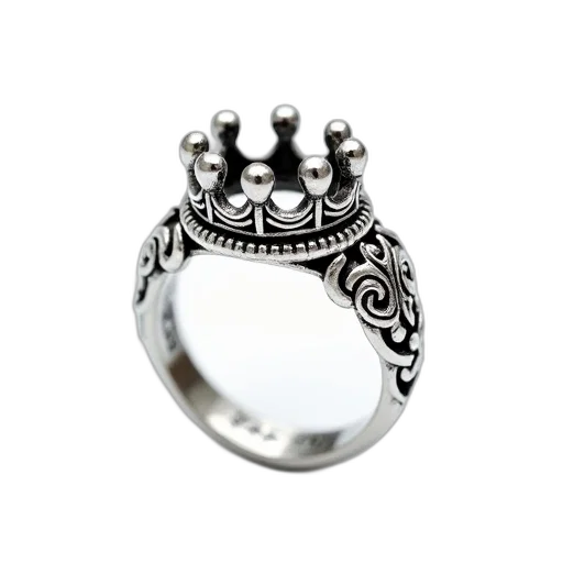 jewelry, crown, close-up, image, silver, ring, intricate, designs transparent PNG cut-out