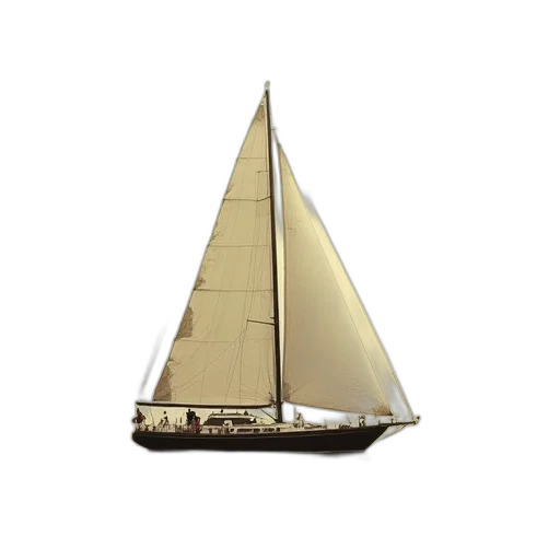 3d render, photorealistic, sepia-toned, image, sailboat, sails, unfurled, floating transparent PNG cut-out