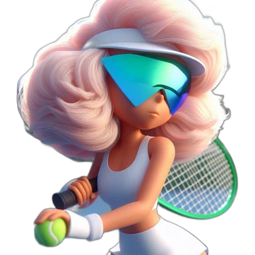 hair, 3d render, concept art, cartoon, vaporwave, pastel, female, character transparent PNG cut-out