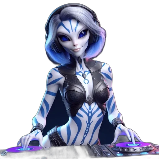 robot, staff, concept art, cyberpunk, fantasy art, vaporwave, blue, animated transparent PNG cut-out