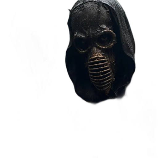mask, face, creature, staff, 3d render, concept art, photorealistic, fantasy art transparent PNG cut-out