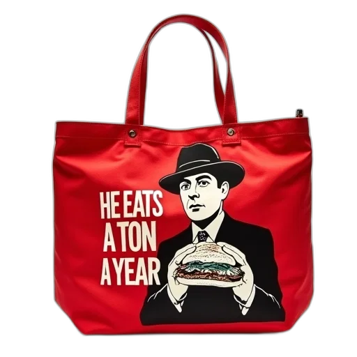 hat, red, tote, bag, vintage, advertisement, design, featuring transparent PNG cut-out