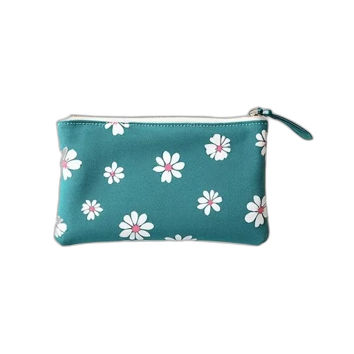 pastel, teal, fabric, wallet, white, trim, silver, zipper transparent PNG cut-out
