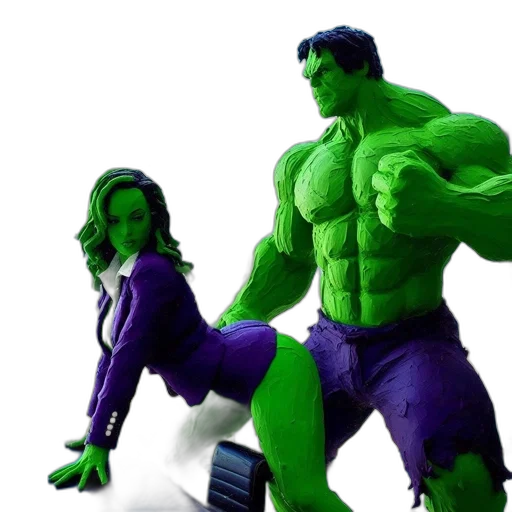 3d render, concept art, comic book art, photorealistic, green, two, lifelike, statues transparent PNG cut-out