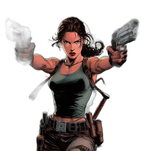 weapon, comic book art, concept art, fantasy art, cartoon, woman, likely, adventurer transparent PNG cut-out