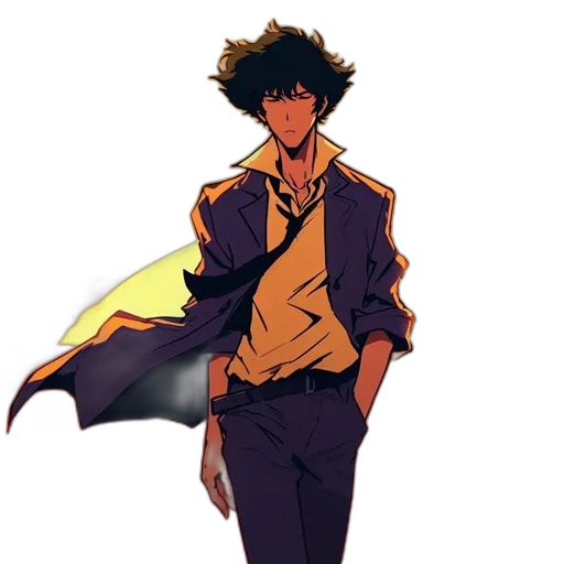 jacket, staff, concept art, anime, comic book art, cartoon, dark, golden transparent PNG cut-out
