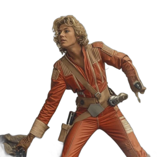staff, jacket, sword, concept art, 3d render, woman, red, suit transparent PNG cut-out