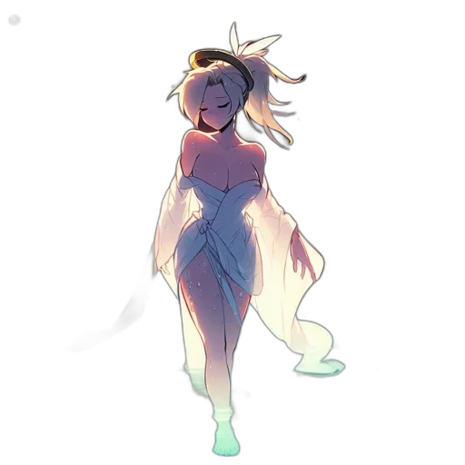 dress, creature, staff, flower, concept art, watercolor, fantasy art, anime transparent PNG cut-out