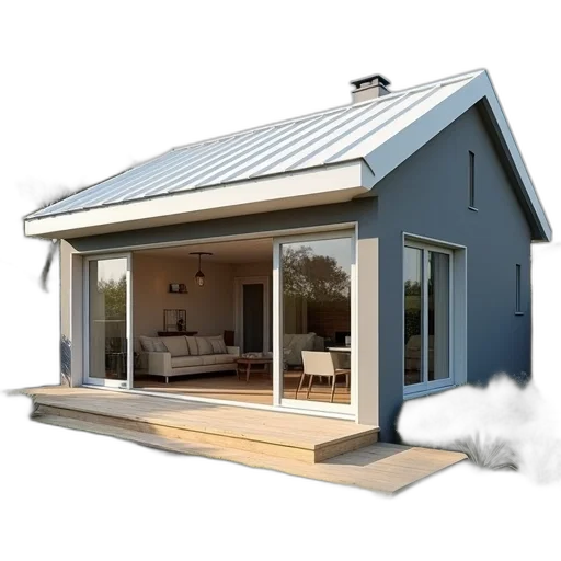 3d render, photorealistic, concept art, modern, house, gray, exterior, white transparent PNG cut-out