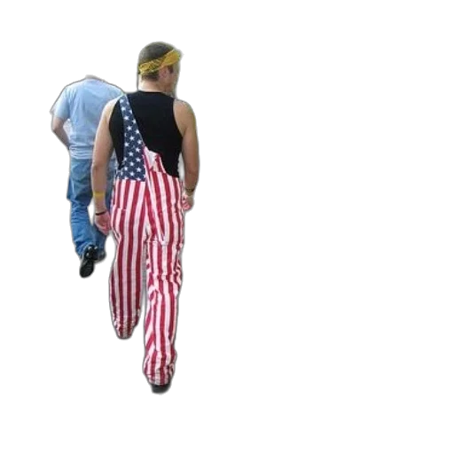 jacket, two, men, wearing, american, flag, striped, overalls transparent PNG cut-out
