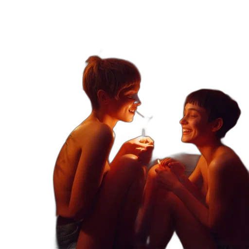 photorealistic, oil painting, concept art, 3d render, fire, neon lights, night, sunset transparent PNG cut-out