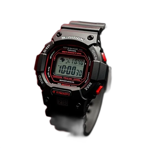 jewelry, 3d render, cyberpunk, black, red, digital, wristwatch, strap transparent PNG cut-out