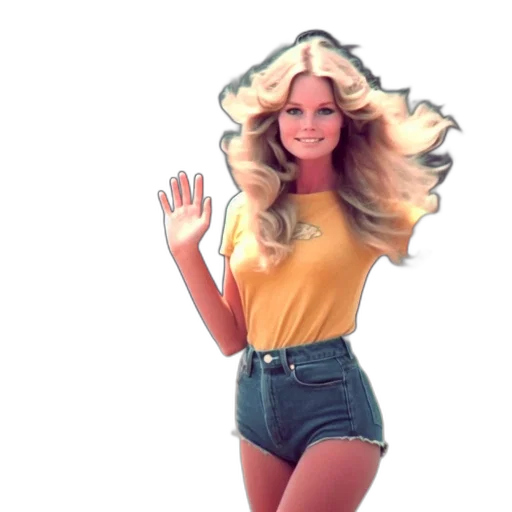 hair, 3d render, photorealistic, concept art, woman, yellow, blue, outfit transparent PNG cut-out