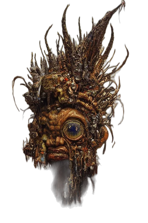 mask, crown, jewelry, staff transparent PNG cut-out