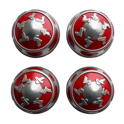 jewelry, 3d render, set, four, silver-colored, metal, caps, red transparent PNG cut-out