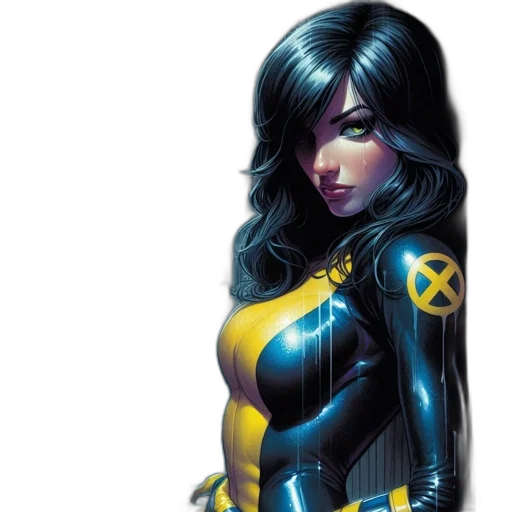 comic book art, concept art, fantasy art, woman, long, hair, symbol, her transparent PNG cut-out