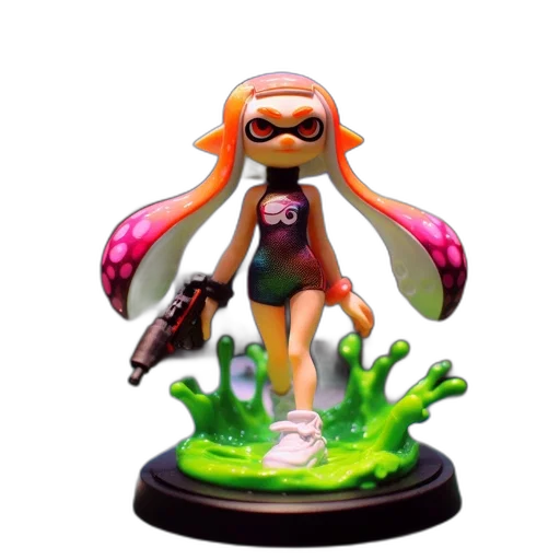 weapon, staff, concept art, 3d render, green, inkling-inspired, toy, figure transparent PNG cut-out