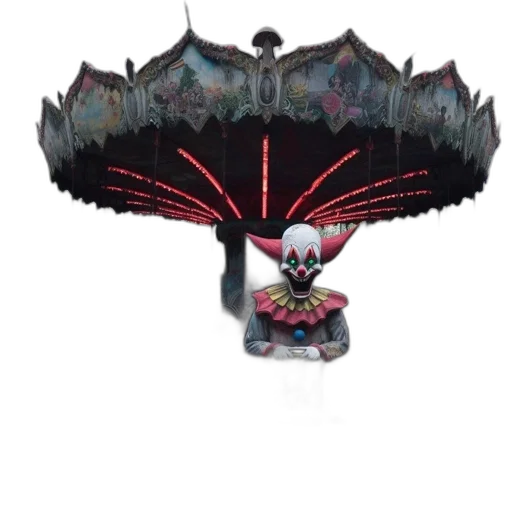 umbrella, mask, crown, weapon, concept art, 3d render, fantasy art, abandoned transparent PNG cut-out