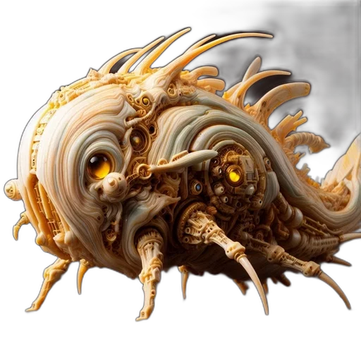 mask, dragon, creature, weapon, concept art, fantasy art, 3d render, golden transparent PNG cut-out