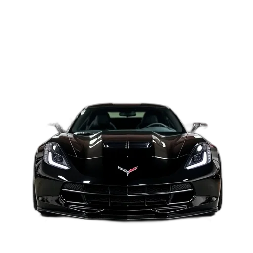 car, 3d render, photorealistic, sleek, black, sports, parked, inside transparent PNG cut-out