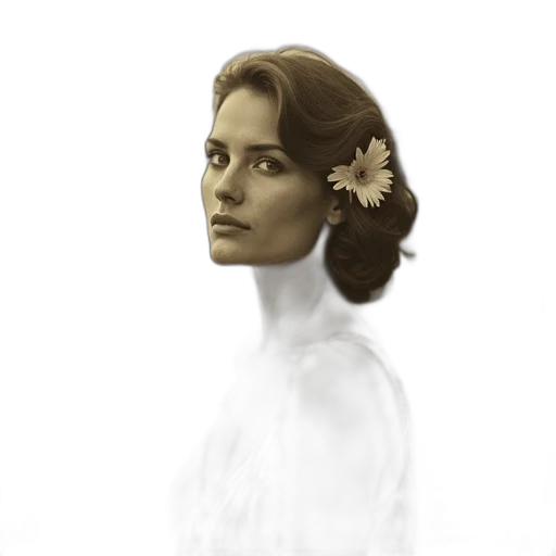face, flower, crown, dress, photorealistic, concept art, oil painting, pixel art transparent PNG cut-out