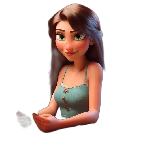 dress, jewelry, face, hair, 3d render, cartoon, concept art, photorealistic transparent PNG cut-out