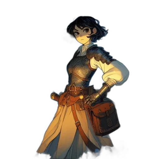 staff, dress, weapon, sword, concept art, fantasy art, pixel art, comic book art transparent PNG cut-out
