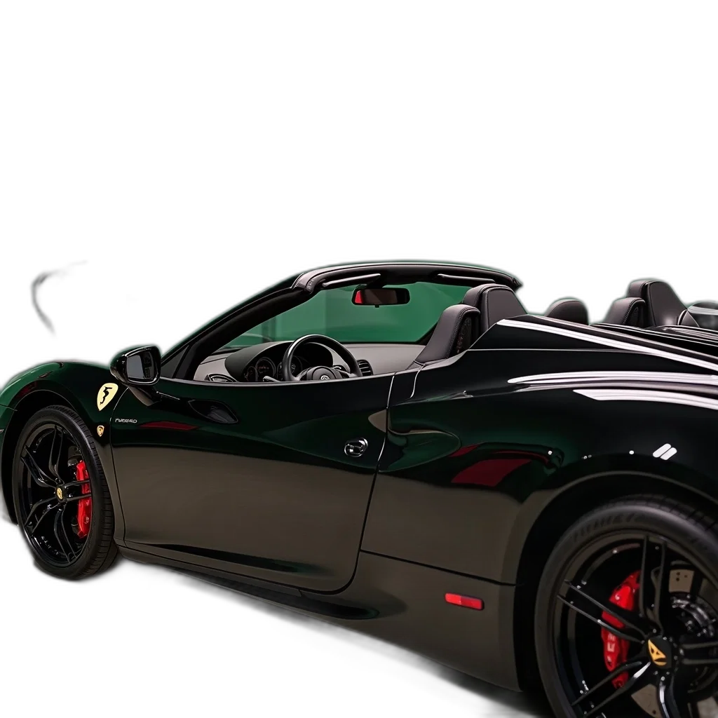 car, 3d render, photorealistic, green, sleek, black, sports, top transparent PNG cut-out