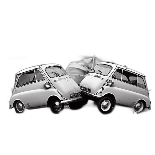 car, photorealistic, 3d render, concept art, cartoon, monochrome, photo, two transparent PNG cut-out
