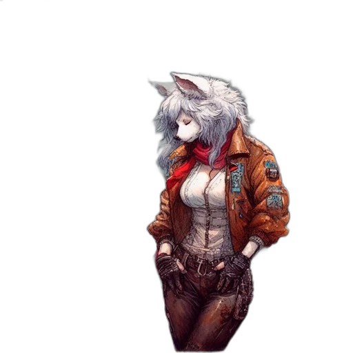 jacket, animal, staff, robot, concept art, fantasy art, pixel art, cyberpunk transparent PNG cut-out