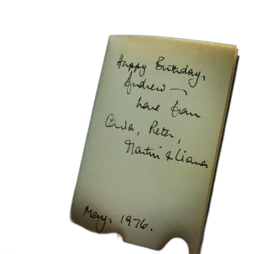 handwritten, birthday, message, book, may, 1976 transparent PNG cut-out