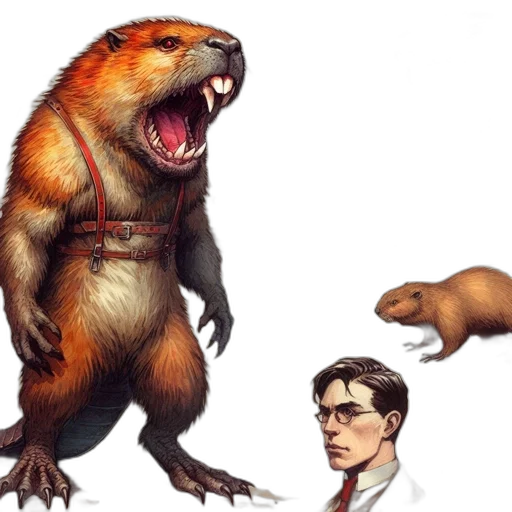 creature, animal, concept art, fantasy art, comic book art, artistically, rendered, beaver transparent PNG cut-out