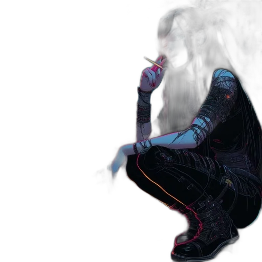 shoes, mask, jacket, creature, cyberpunk, concept art, vaporwave, photorealistic transparent PNG cut-out