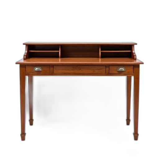 furniture, wooden, desk, two, drawers, small, shelf, top transparent PNG cut-out