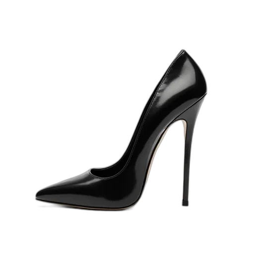 shoes, black, white, high-heeled, shoe, pointed, toe, thin transparent PNG cut-out