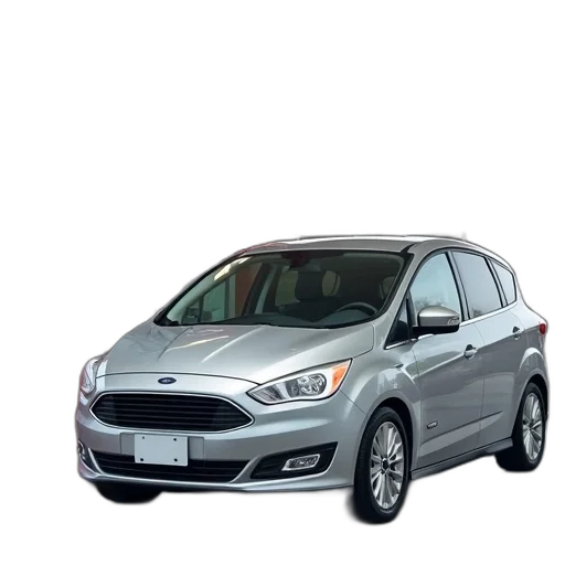 car, silver, ford, c-max, energi, parked, gas, station transparent PNG cut-out