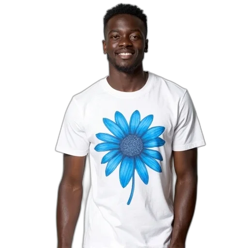 flower, staff, umbrella, 3d render, blue, man, wearing, white transparent PNG cut-out