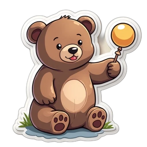 animal, staff, creature, pixel art, concept art, fantasy art, cartoon, bear transparent PNG cut-out