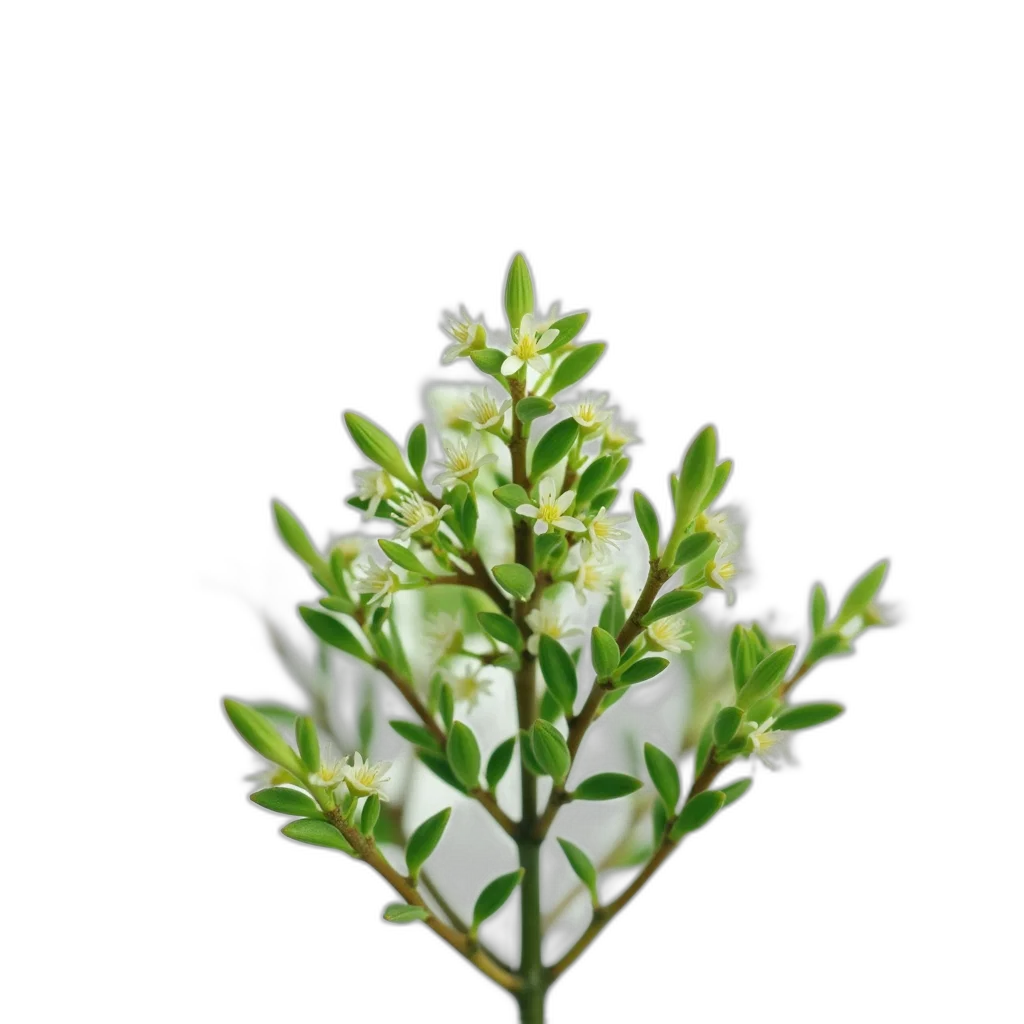 flower, crown, staff, tree, 3d render, photorealistic, green, close-up transparent PNG cut-out
