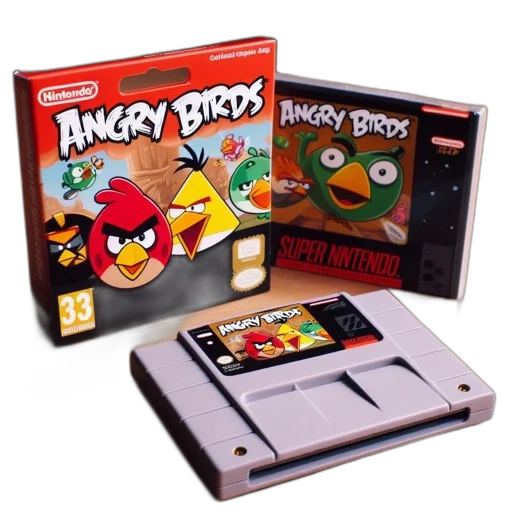 image, displays, snes, cartridge, containing, angry, birds, game transparent PNG cut-out