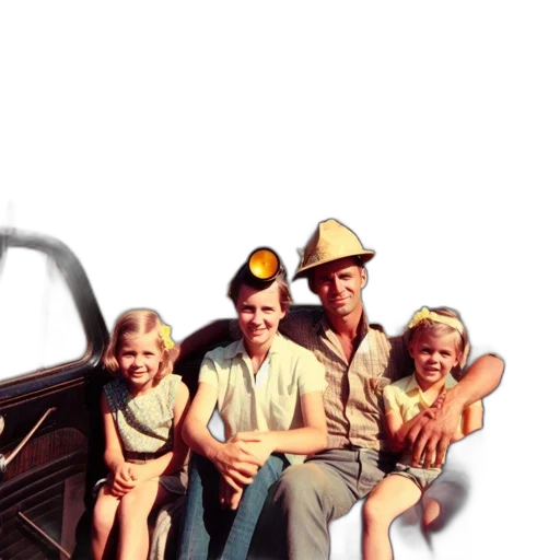 car, hat, photorealistic, concept art, four, individuals, sit, leisurely transparent PNG cut-out