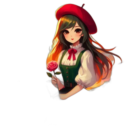 flower, hat, staff, food, pixel art, fantasy art, anime, concept art transparent PNG cut-out