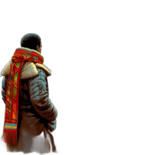 jacket, weapon, staff, sword, concept art, photorealistic, 3d render, fantasy art transparent PNG cut-out