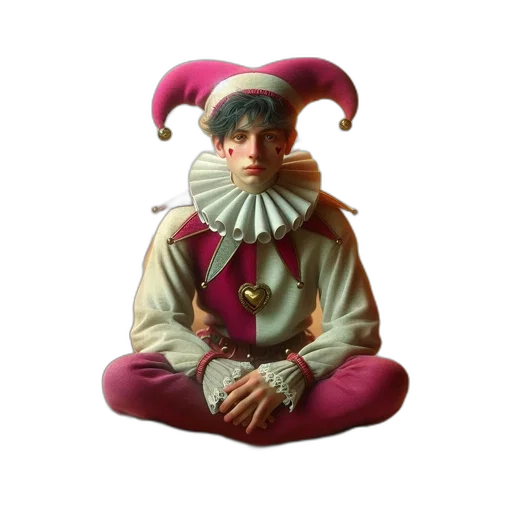mask, staff, face, jacket, 3d render, concept art, photorealistic, harlequin-like transparent PNG cut-out