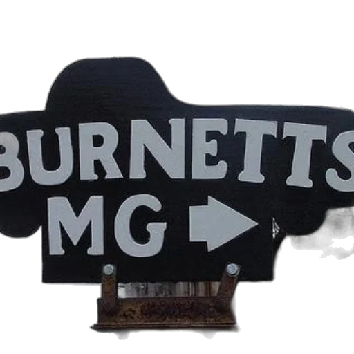 black, white, sign, text, burnetts, arrow, pointing, right transparent PNG cut-out