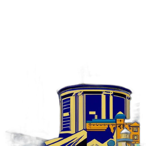 building, staff, concept art, pixel art, 3d render, cartoon, vintage-styled, poster transparent PNG cut-out