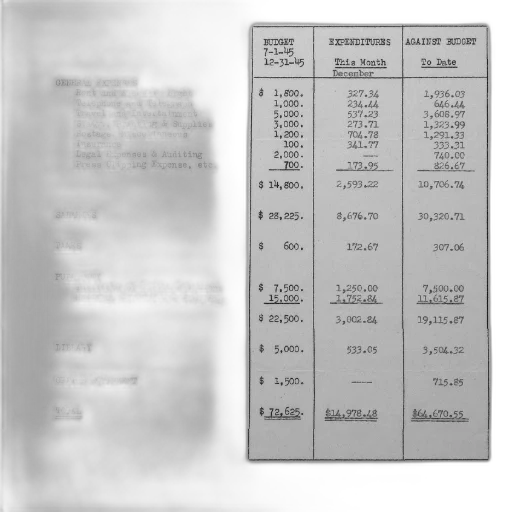 budget, report, 1945, shows, expenditures, month, december transparent PNG cut-out