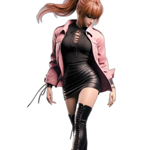 jacket, hair, dress, concept art, 3d render, fantasy art, photorealistic, dark transparent PNG cut-out