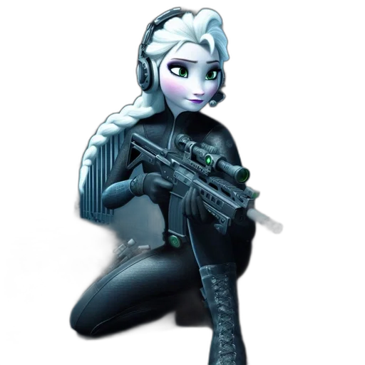 weapon, robot, staff, jacket, concept art, 3d render, cyberpunk, cartoon transparent PNG cut-out